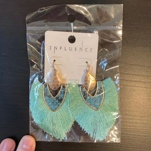 Fabulous teal tassel earrings